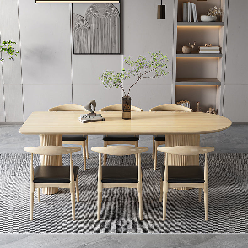 Contemporary Free Form Dining Table Solid Wood Dining Table for Dining Room 94.5"L x 35.4"W x 29.5"H Without Chairs Clearhalo 'Dining Tables & Seating' 'Dining Tables' 'dining_table' 'furn' 'furn_dining_table' 'Furniture' 'Kitchen & Dining Furniture' 6633289