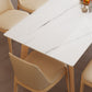 Mesa de comedor Mid-Century con tapa de piedra, mesa de comedor rectangular con patas naturales