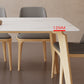 Mesa de comedor Mid-Century con tapa de piedra, mesa de comedor rectangular con patas naturales