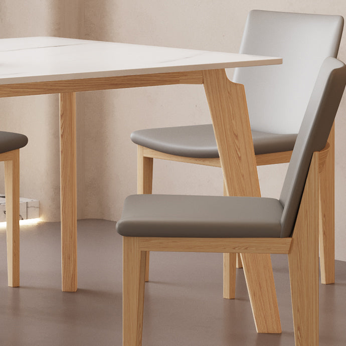 Mesa de comedor Mid-Century con tapa de piedra, mesa de comedor rectangular con patas naturales