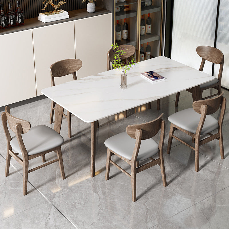 Mesa de comedor de patas de madera maciza de cenizas Mesa de comedor rectangular de mediados del siglo