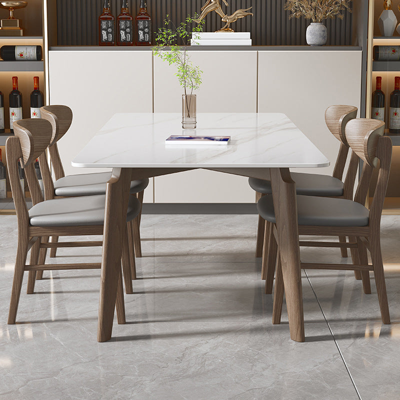 Mesa de comedor de patas de madera maciza de cenizas Mesa de comedor rectangular de mediados del siglo