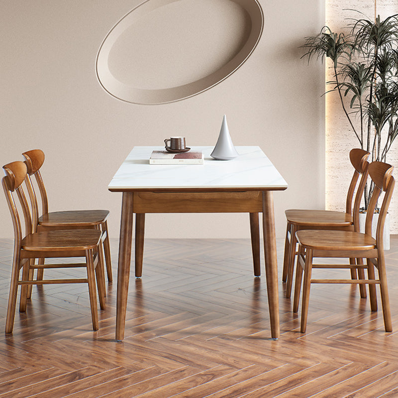 Modern Rectangle Dining Table Stone Top Extension Dining Table 43.3"L x 31.5"W x 29.5"H Without Chairs Clearhalo 'Dining Tables & Seating' 'Dining Tables' 'dining_table' 'furn' 'furn_dining_table' 'Furniture' 'Kitchen & Dining Furniture' 6633371