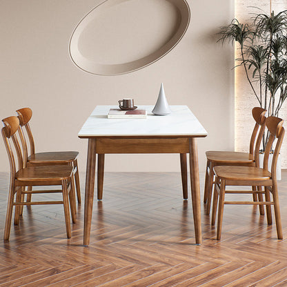 Modern Rectangle Dining Table Stone Top Extension Dining Table 43.3"L x 31.5"W x 29.5"H Without Chairs Clearhalo 'Dining Tables & Seating' 'Dining Tables' 'dining_table' 'furn' 'furn_dining_table' 'Furniture' 'Kitchen & Dining Furniture' 6633371