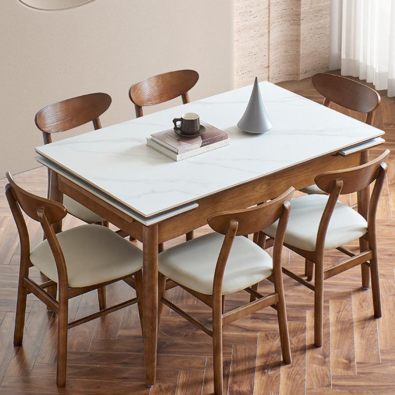 Modern Rectangle Dining Table Stone Top Extension Dining Table Clearhalo 'Dining Tables & Seating' 'Dining Tables' 'dining_table' 'furn' 'furn_dining_table' 'Furniture' 'Kitchen & Dining Furniture' 6633380