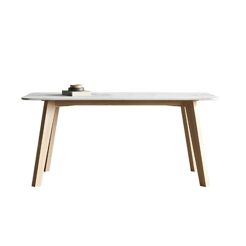 White Stone Top Table for Home Mid-Century Modern Dining Table 51.2"L x 31.5"W x 29.5"H Without Chairs Clearhalo 'Dining Tables & Seating' 'Dining Tables' 'dining_table' 'furn' 'furn_dining_table' 'Furniture' 'Kitchen & Dining Furniture' 6633386