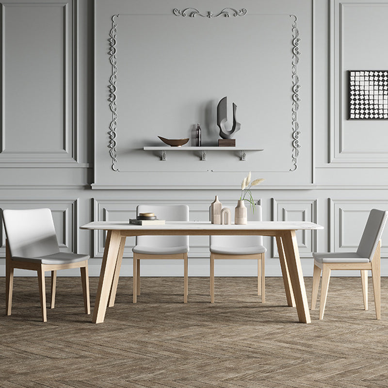 White Stone Top Table for Home Mid-Century Modern Dining Table 63"L x 35.4"W x 29.5"H Without Chairs Clearhalo 'Dining Tables & Seating' 'Dining Tables' 'dining_table' 'furn' 'furn_dining_table' 'Furniture' 'Kitchen & Dining Furniture' 6633388