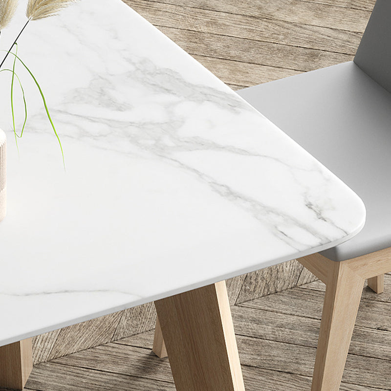 White Stone Top Table for Home Mid-Century Modern Dining Table Clearhalo 'Dining Tables & Seating' 'Dining Tables' 'dining_table' 'furn' 'furn_dining_table' 'Furniture' 'Kitchen & Dining Furniture' 6633391