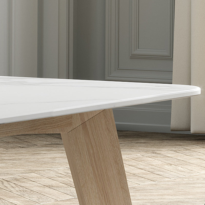 White Stone Top Table for Home Mid-Century Modern Dining Table Clearhalo 'Dining Tables & Seating' 'Dining Tables' 'dining_table' 'furn' 'furn_dining_table' 'Furniture' 'Kitchen & Dining Furniture' 6633392