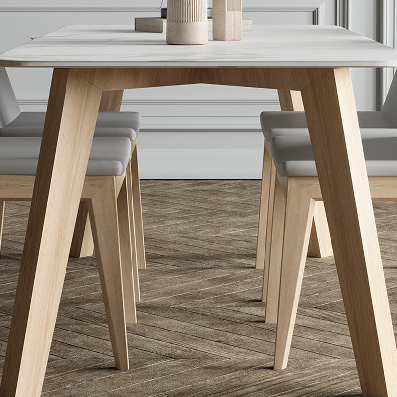 White Stone Top Table for Home Mid-Century Modern Dining Table Clearhalo 'Dining Tables & Seating' 'Dining Tables' 'dining_table' 'furn' 'furn_dining_table' 'Furniture' 'Kitchen & Dining Furniture' 6633393