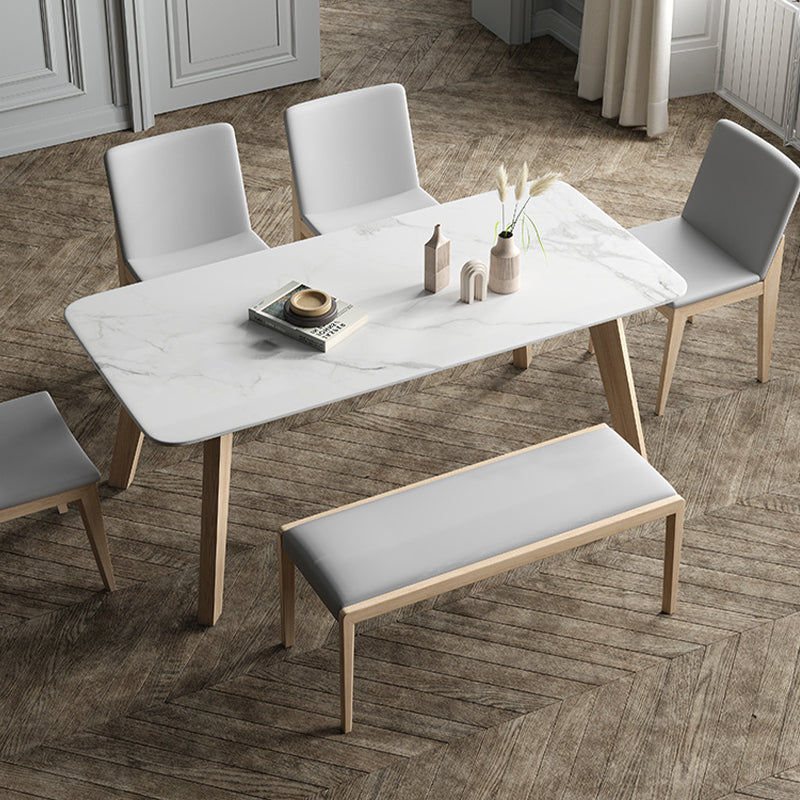 White Stone Top Table for Home Mid-Century Modern Dining Table Clearhalo 'Dining Tables & Seating' 'Dining Tables' 'dining_table' 'furn' 'furn_dining_table' 'Furniture' 'Kitchen & Dining Furniture' 6633395