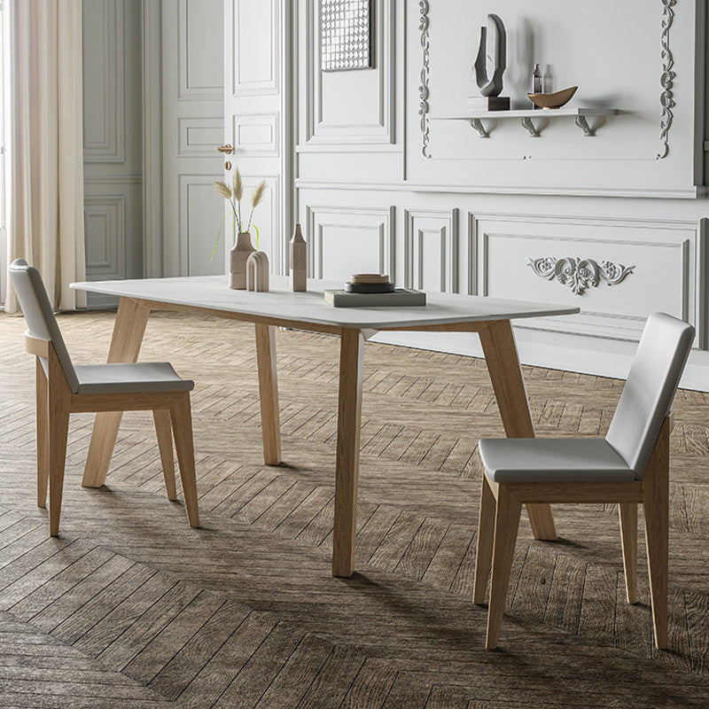 White Stone Top Table for Home Mid-Century Modern Dining Table Clearhalo 'Dining Tables & Seating' 'Dining Tables' 'dining_table' 'furn' 'furn_dining_table' 'Furniture' 'Kitchen & Dining Furniture' 6633396
