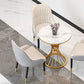 Contemporary Dining Table with Metal Pedestal Base White Top Table for Home 31.5"L x 31.5"W x 29.5"H Without Chairs Clearhalo 'Dining Tables & Seating' 'Dining Tables' 'dining_table' 'furn' 'furn_dining_table' 'Furniture' 'Kitchen & Dining Furniture' 6633422