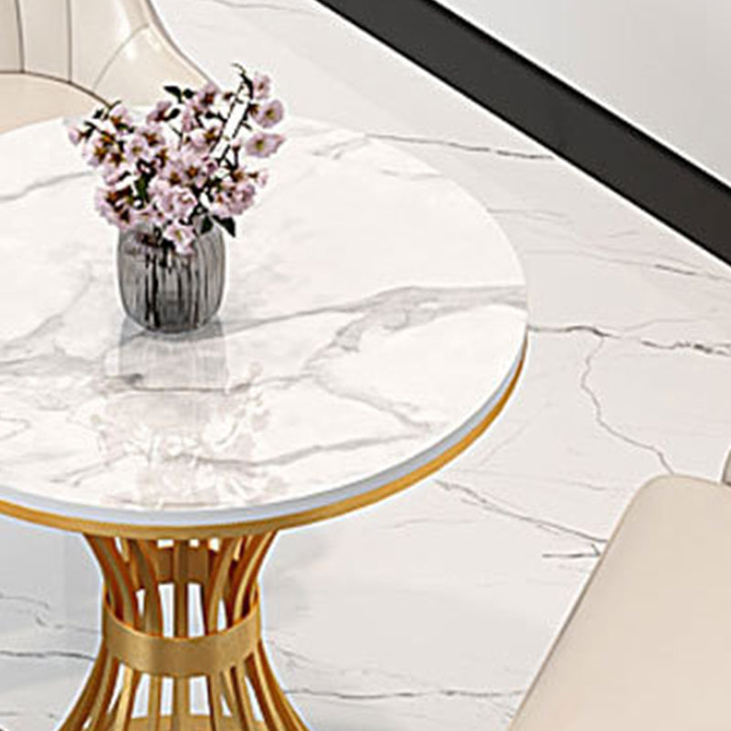 Contemporary Dining Table with Metal Pedestal Base White Top Table for Home Clearhalo 'Dining Tables & Seating' 'Dining Tables' 'dining_table' 'furn' 'furn_dining_table' 'Furniture' 'Kitchen & Dining Furniture' 6633423