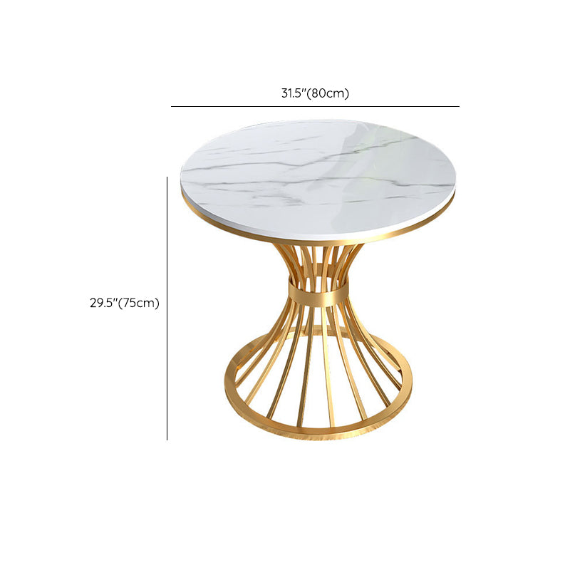 Contemporary Dining Table with Metal Pedestal Base White Top Table for Home Clearhalo 'Dining Tables & Seating' 'Dining Tables' 'dining_table' 'furn' 'furn_dining_table' 'Furniture' 'Kitchen & Dining Furniture' 6633427