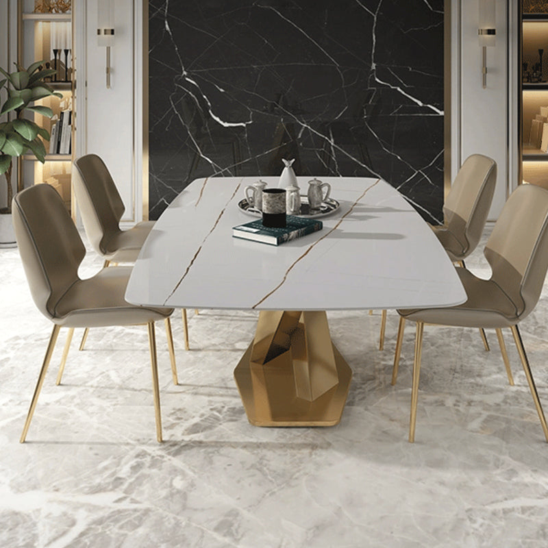 Traditional Luxury Rectangle Dining Table Stone Top Table for Dining Room 55.1"L x 31.5"W x 29.5"H Without Chairs Clearhalo 'Dining Tables & Seating' 'Dining Tables' 'dining_table' 'furn' 'furn_dining_table' 'Furniture' 'Kitchen & Dining Furniture' 6633431