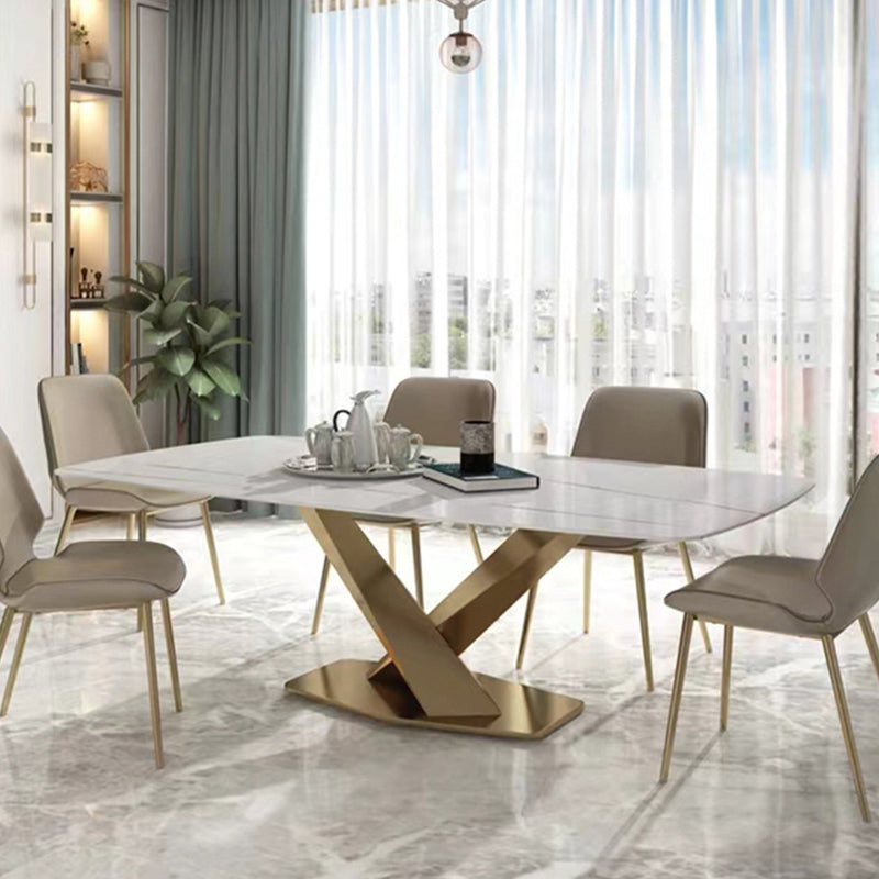 Traditional Luxury Rectangle Dining Table Stone Top Table for Dining Room Clearhalo 'Dining Tables & Seating' 'Dining Tables' 'dining_table' 'furn' 'furn_dining_table' 'Furniture' 'Kitchen & Dining Furniture' 6633437