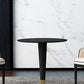 Table supérieure en pierre noire avec base de piédestal Table à manger ronde de luxe traditionnelle
