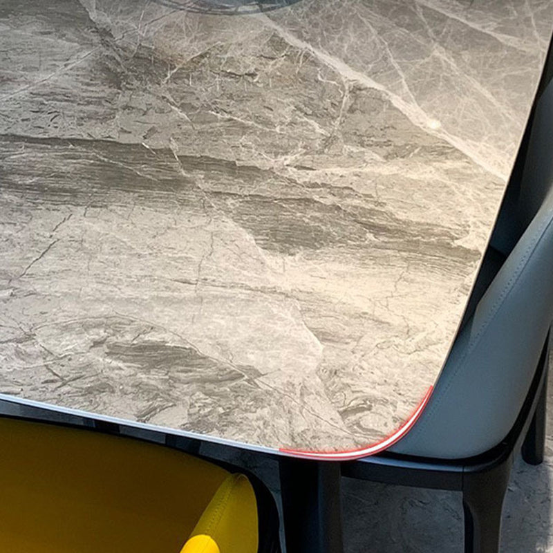 Industrial Rectangle Dining Table Gray Stone Top Table with Black Frame Clearhalo 'Dining Tables & Seating' 'Dining Tables' 'dining_table' 'furn' 'furn_dining_table' 'Furniture' 'Kitchen & Dining Furniture' 6633460