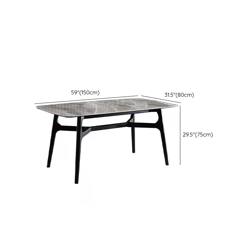 Industrial Rectangle Dining Table Gray Stone Top Table with Black Frame Clearhalo 'Dining Tables & Seating' 'Dining Tables' 'dining_table' 'furn' 'furn_dining_table' 'Furniture' 'Kitchen & Dining Furniture' 6633469