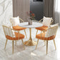 Ronde traditionele luxe eettafel Dinettetafel met wit stenen blad