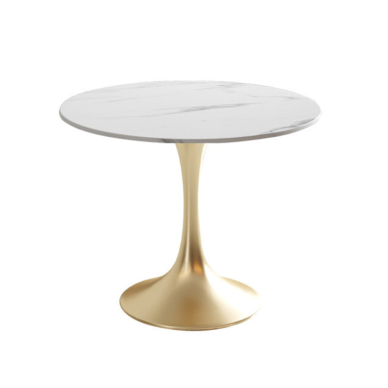 Ronde traditionele luxe eettafel Dinettetafel met wit stenen blad