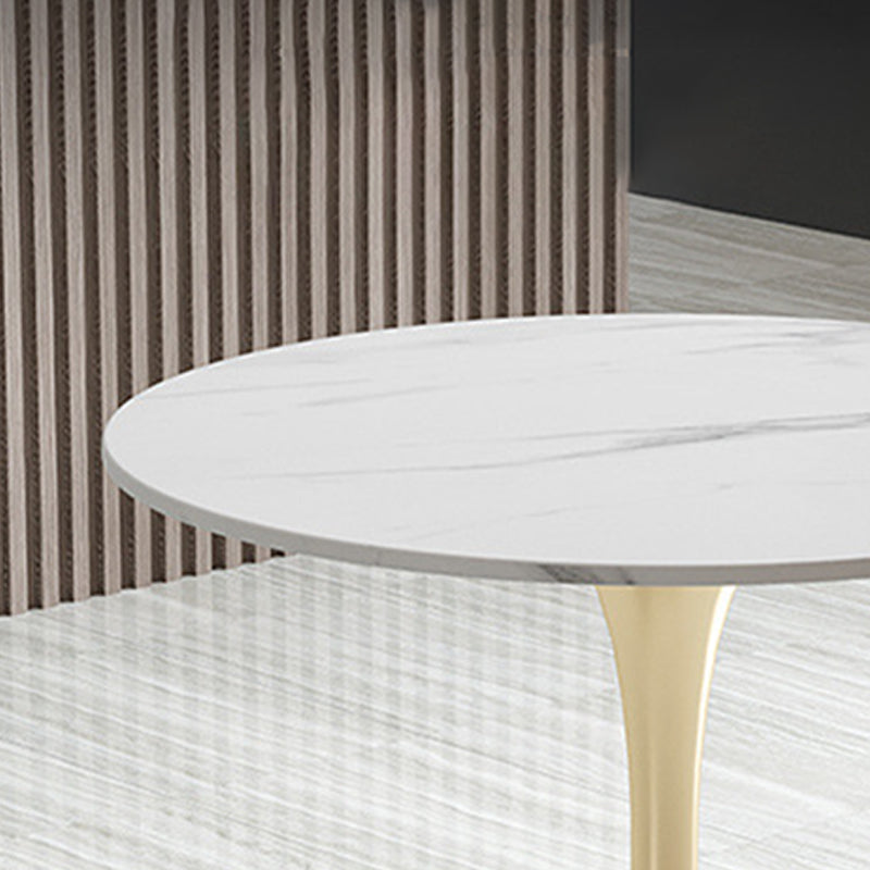 Ronde traditionele luxe eettafel Dinettetafel met wit stenen blad