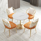 Ronde traditionele luxe eettafel Dinettetafel met wit stenen blad