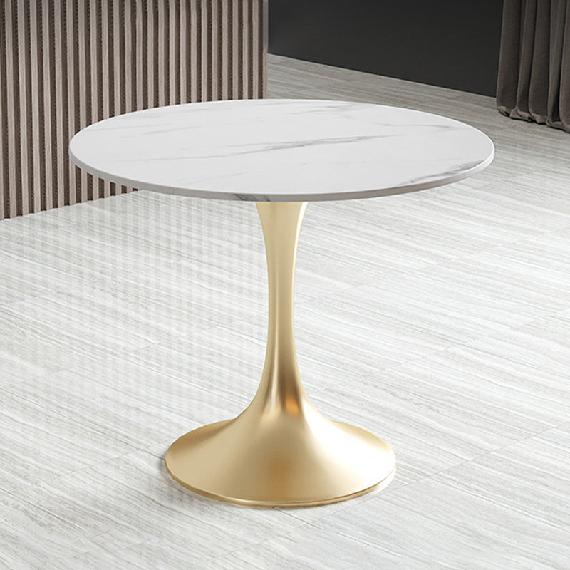 Ronde traditionele luxe eettafel Dinettetafel met wit stenen blad