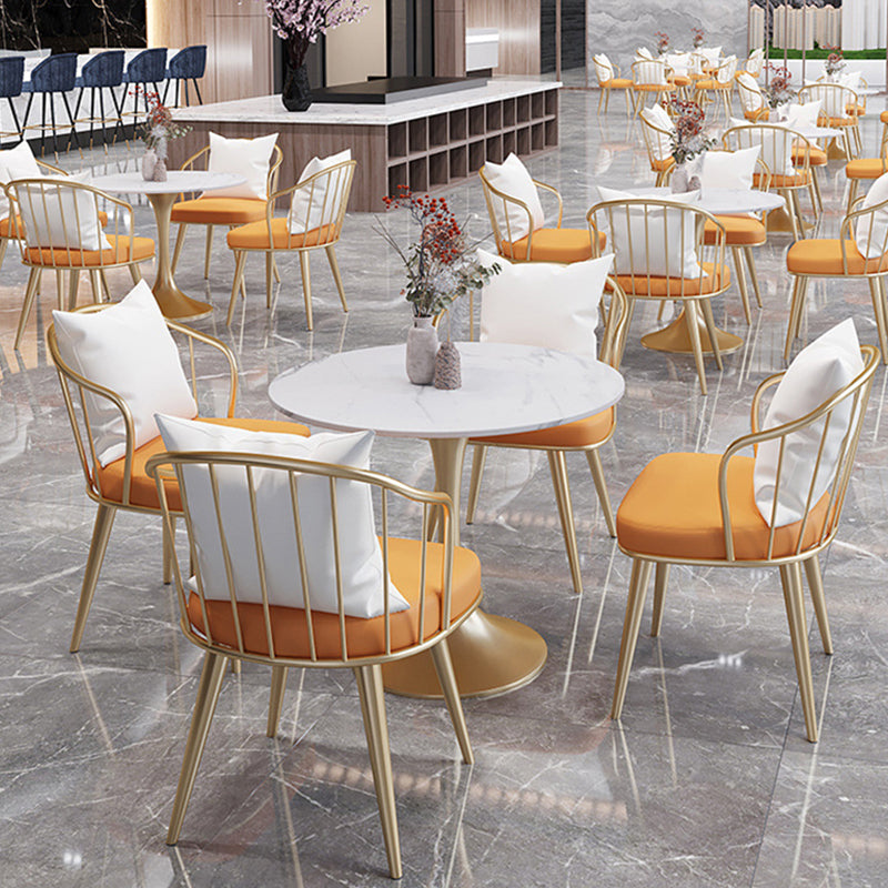 Ronde traditionele luxe eettafel Dinettetafel met wit stenen blad