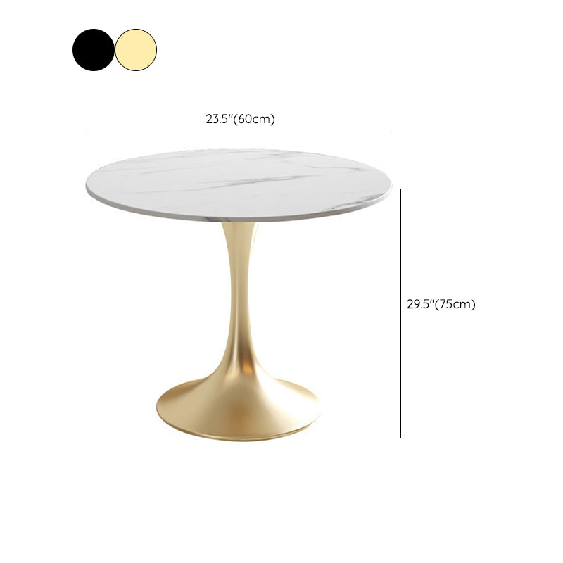 Ronde traditionele luxe eettafel Dinettetafel met wit stenen blad
