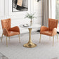 Glossy White Table with Metal Tulip Traditional Luxury Dining Table 31.5"L x 31.5"W x 29.5"H Without Chairs Clearhalo 'Dining Tables & Seating' 'Dining Tables' 'dining_table' 'furn' 'furn_dining_table' 'Furniture' 'Kitchen & Dining Furniture' 6633521