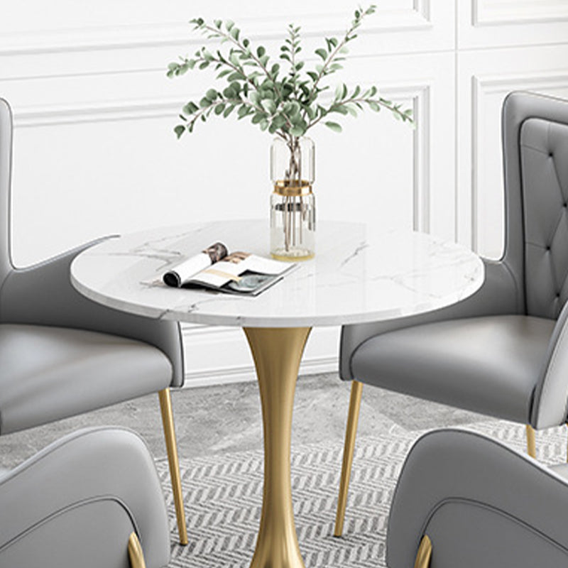 Glossy White Table with Metal Tulip Traditional Luxury Dining Table Clearhalo 'Dining Tables & Seating' 'Dining Tables' 'dining_table' 'furn' 'furn_dining_table' 'Furniture' 'Kitchen & Dining Furniture' 6633525