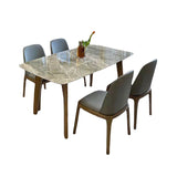 Gray Mid-Century Dining Table Stone Top Table with Wooden Base Clearhalo 'Dining Tables & Seating' 'Dining Tables' 'dining_table' 'furn' 'furn_dining_table' 'Furniture' 'Kitchen & Dining Furniture' 6633535