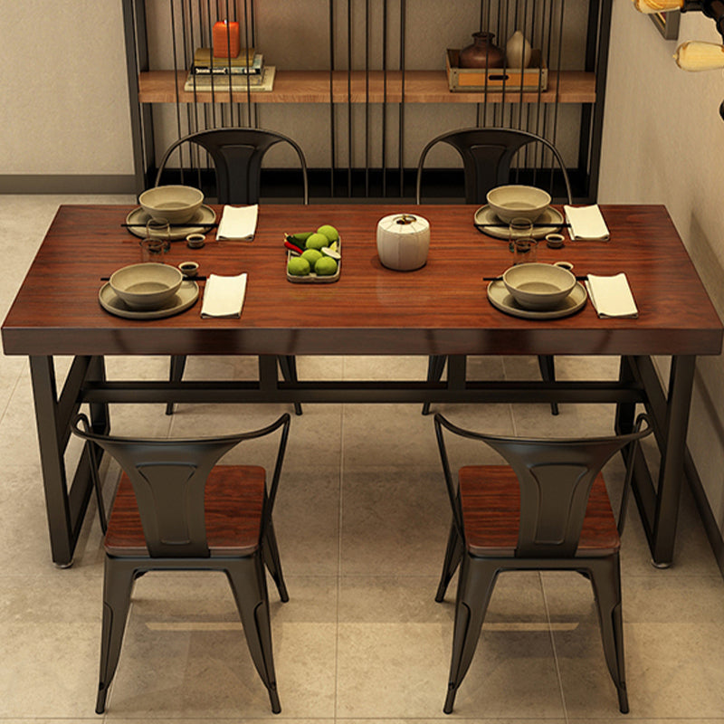 Solid Wood Industrial Dining Table Brown Dinette Table with Metal Frame 70.9"L x 31.5"W x 30.3"H Without Chairs Clearhalo 'Dining Tables & Seating' 'Dining Tables' 'dining_table' 'furn' 'furn_dining_table' 'Furniture' 'Kitchen & Dining Furniture' 6633548
