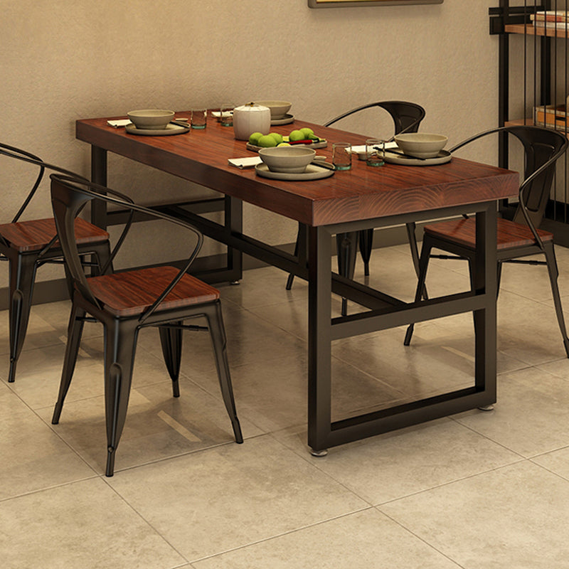 Solid Wood Industrial Dining Table Brown Dinette Table with Metal Frame 47.2"L x 23.6"W x 30.3"H Without Chairs Clearhalo 'Dining Tables & Seating' 'Dining Tables' 'dining_table' 'furn' 'furn_dining_table' 'Furniture' 'Kitchen & Dining Furniture' 6633549