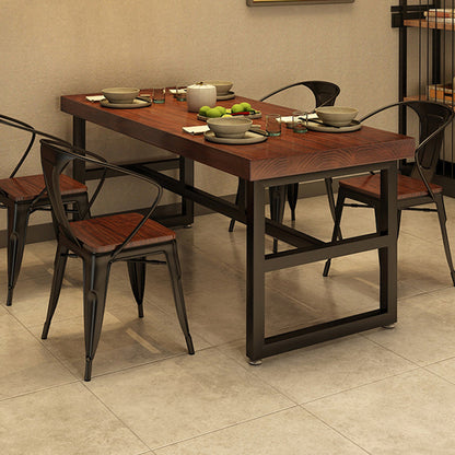 Solid Wood Industrial Dining Table Brown Dinette Table with Metal Frame 47.2"L x 23.6"W x 30.3"H Without Chairs Clearhalo 'Dining Tables & Seating' 'Dining Tables' 'dining_table' 'furn' 'furn_dining_table' 'Furniture' 'Kitchen & Dining Furniture' 6633549