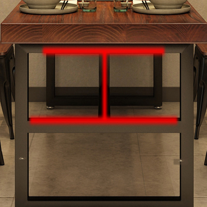 Solid Wood Industrial Dining Table Brown Dinette Table with Metal Frame Clearhalo 'Dining Tables & Seating' 'Dining Tables' 'dining_table' 'furn' 'furn_dining_table' 'Furniture' 'Kitchen & Dining Furniture' 6633552