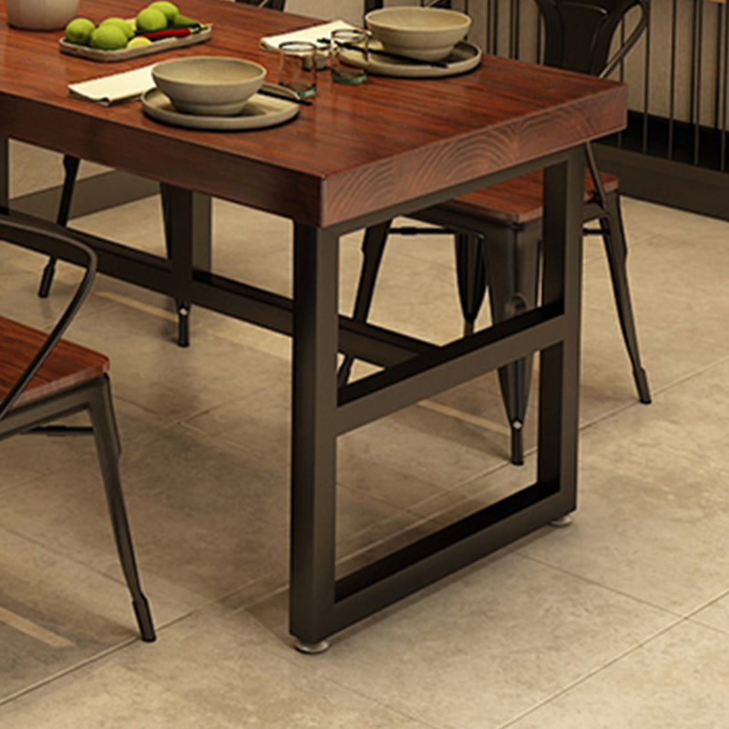 Solid Wood Industrial Dining Table Brown Dinette Table with Metal Frame Clearhalo 'Dining Tables & Seating' 'Dining Tables' 'dining_table' 'furn' 'furn_dining_table' 'Furniture' 'Kitchen & Dining Furniture' 6633553