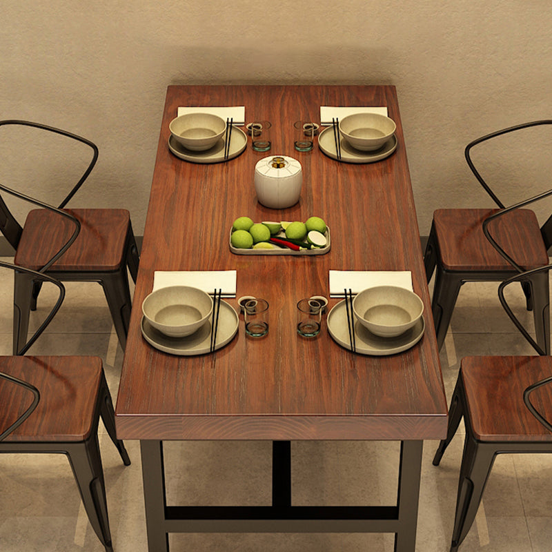 Solid Wood Industrial Dining Table Brown Dinette Table with Metal Frame Clearhalo 'Dining Tables & Seating' 'Dining Tables' 'dining_table' 'furn' 'furn_dining_table' 'Furniture' 'Kitchen & Dining Furniture' 6633554