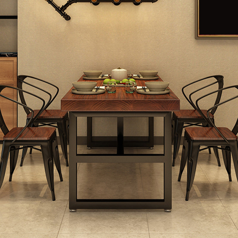 Solid Wood Industrial Dining Table Brown Dinette Table with Metal Frame Clearhalo 'Dining Tables & Seating' 'Dining Tables' 'dining_table' 'furn' 'furn_dining_table' 'Furniture' 'Kitchen & Dining Furniture' 6633555