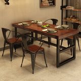 Solid Wood Industrial Dining Table Brown Dinette Table with Metal Frame Clearhalo 'Dining Tables & Seating' 'Dining Tables' 'dining_table' 'furn' 'furn_dining_table' 'Furniture' 'Kitchen & Dining Furniture' 6633557