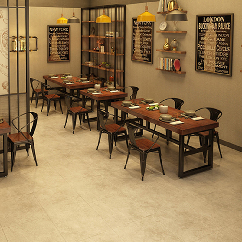 Solid Wood Industrial Dining Table Brown Dinette Table with Metal Frame Clearhalo 'Dining Tables & Seating' 'Dining Tables' 'dining_table' 'furn' 'furn_dining_table' 'Furniture' 'Kitchen & Dining Furniture' 6633558