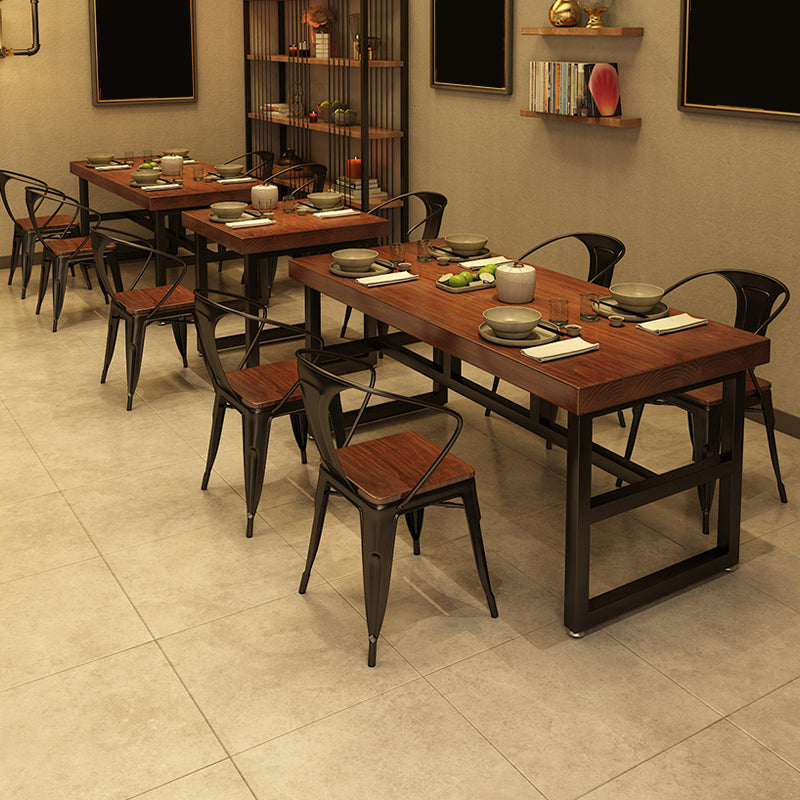 Solid Wood Industrial Dining Table Brown Dinette Table with Metal Frame Clearhalo 'Dining Tables & Seating' 'Dining Tables' 'dining_table' 'furn' 'furn_dining_table' 'Furniture' 'Kitchen & Dining Furniture' 6633559