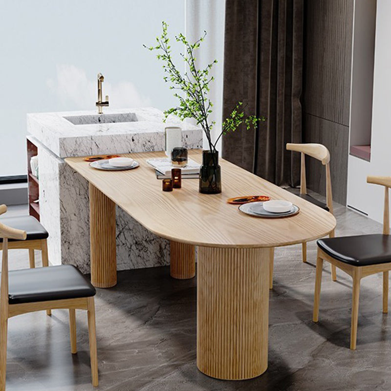 Modern Free Form Dining Table for Home Solid Wood Dinette Table Natural 55.1"L x 27.6"W x 29.5"H Without Chairs Clearhalo 'Dining Tables & Seating' 'Dining Tables' 'dining_table' 'furn' 'furn_dining_table' 'Furniture' 'Kitchen & Dining Furniture' 6633569