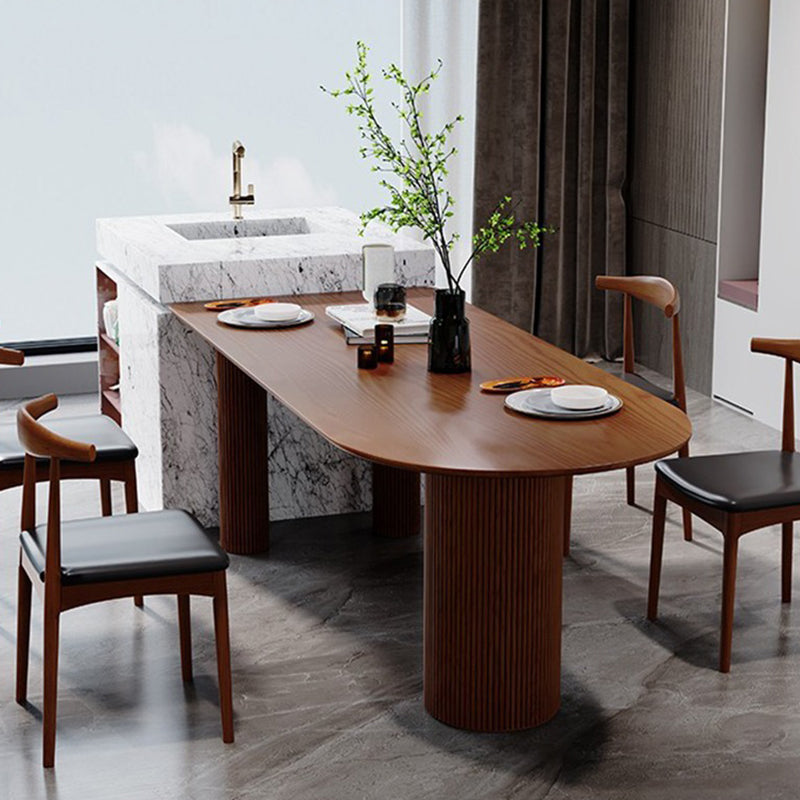 Modern Free Form Dining Table for Home Solid Wood Dinette Table Brown 63"L x 27.6"W x 29.5"H Without Chairs Clearhalo 'Dining Tables & Seating' 'Dining Tables' 'dining_table' 'furn' 'furn_dining_table' 'Furniture' 'Kitchen & Dining Furniture' 6633571