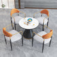 Modern Round Dining Table for Home Glossy Stone Dinette Table with Metal Base White 27.6"L x 27.6"W x 29.5"H Without Chairs Clearhalo 'Dining Tables & Seating' 'Dining Tables' 'dining_table' 'furn' 'furn_dining_table' 'Furniture' 'Kitchen & Dining Furniture' 6633607