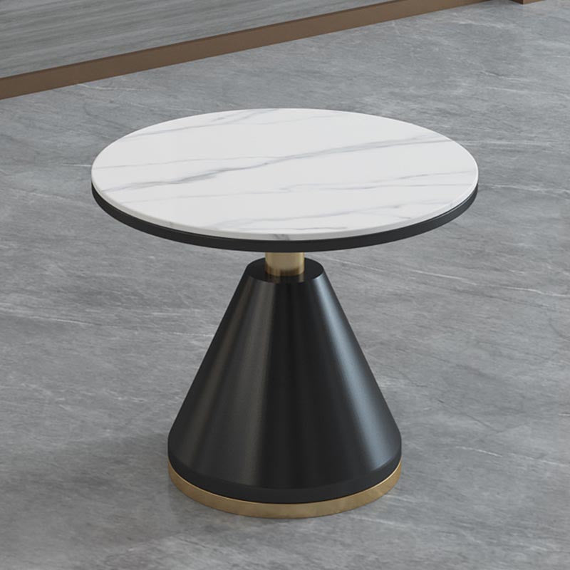 Modern Round Dining Table for Home Glossy Stone Dinette Table with Metal Base White Without Chairs Clearhalo 'Dining Tables & Seating' 'Dining Tables' 'dining_table' 'furn' 'furn_dining_table' 'Furniture' 'Kitchen & Dining Furniture' 6633609