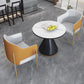 Modern Round Dining Table for Home Glossy Stone Dinette Table with Metal Base White 23.6"L x 23.6"W x 29.5"H Without Chairs Clearhalo 'Dining Tables & Seating' 'Dining Tables' 'dining_table' 'furn' 'furn_dining_table' 'Furniture' 'Kitchen & Dining Furniture' 6633611