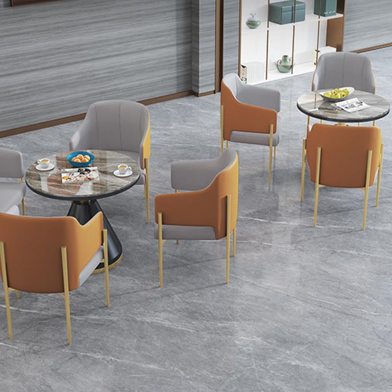 Modern Round Dining Table for Home Glossy Stone Dinette Table with Metal Base Clearhalo 'Dining Tables & Seating' 'Dining Tables' 'dining_table' 'furn' 'furn_dining_table' 'Furniture' 'Kitchen & Dining Furniture' 6633616